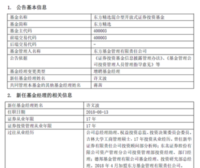 东方基金3只产品基金经理变更 新权益投资总监上阵