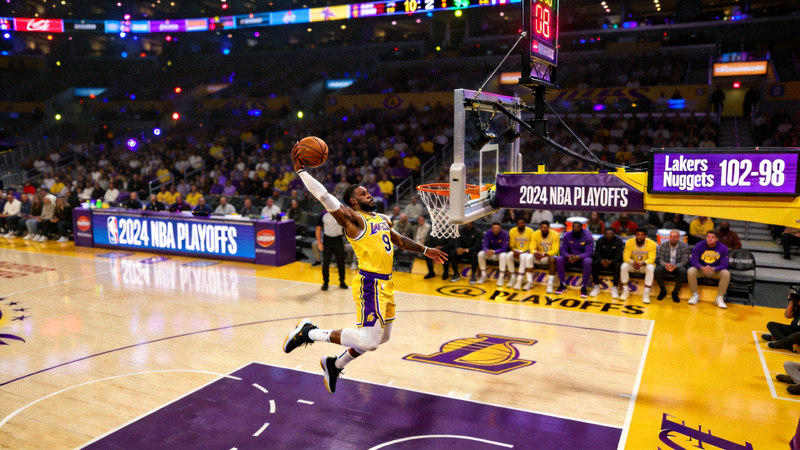 篮球比赛直播画面 - NBA赛场球员扣篮瞬间