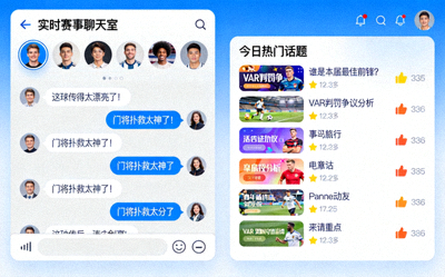 活跃的线上球迷社区界面展示聊天室与热门话题讨论